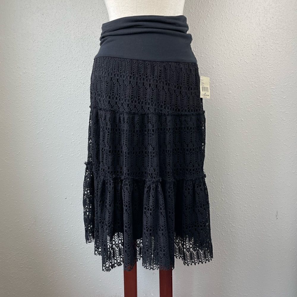 NWT Black Crocheted Midi Skirt Size Junior M